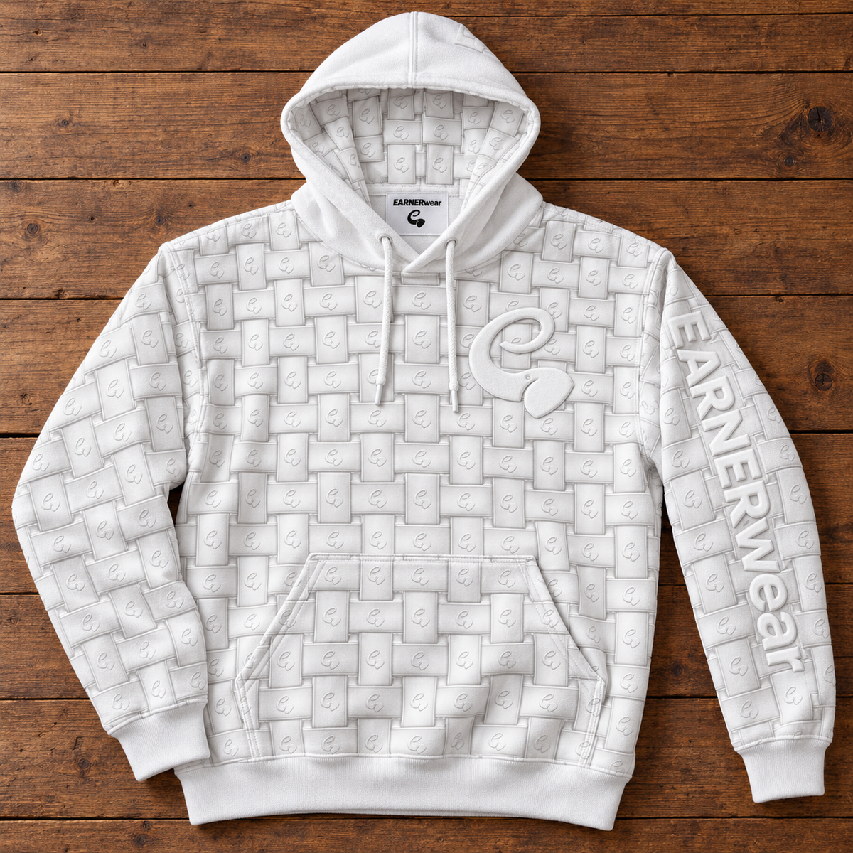 EARNERwear White-on-White Signature Hoodie